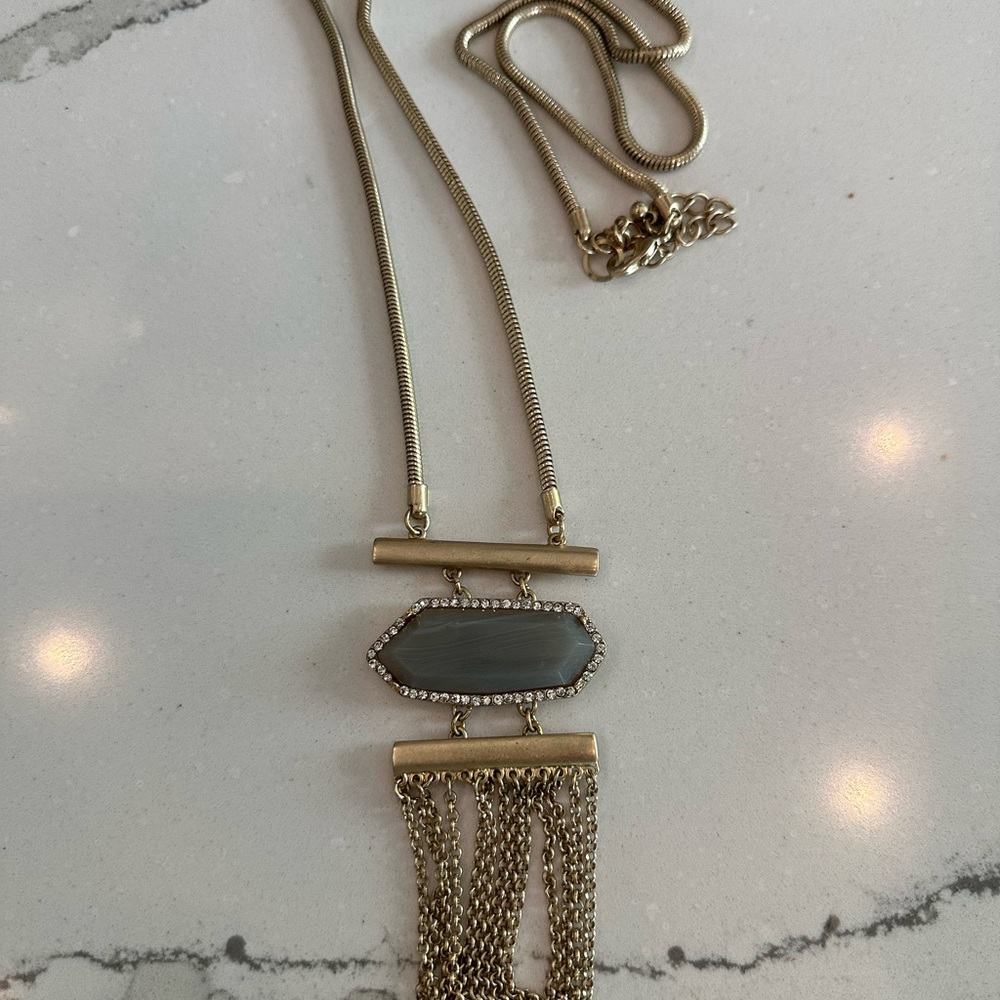 Long Gold and Gray Necklace